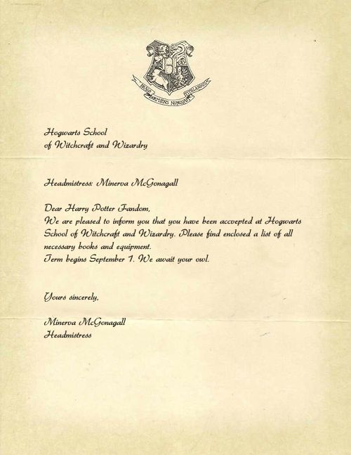 harry potter hogwarts acceptance letter pdf